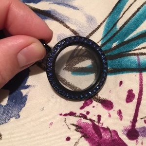 Origami Owl Locket - Black w/ Blue/Purple Crystals